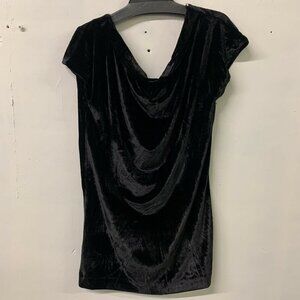 LoveStitch Womens Black Crushed Velvet Cowl Neck Tunic Top